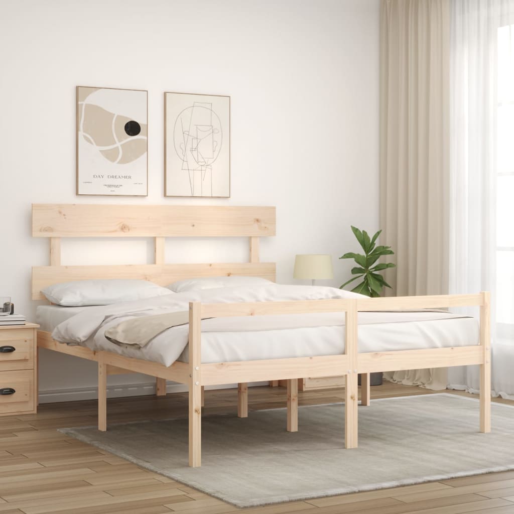 Seniorenbed met hoofdbord massief hout 160x200 cm is nu te koop bij PeponiXL, paradijselijk wonen!