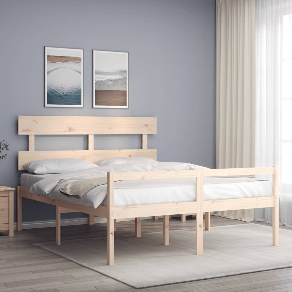 Seniorenbed met hoofdbord massief hout 160x200 cm is nu te koop bij PeponiXL, paradijselijk wonen!