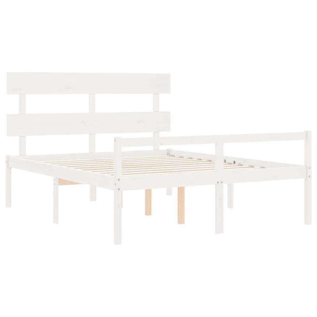 Seniorenbed met hoofdbord massief hout wit 160x200 cm is nu te koop bij PeponiXL, paradijselijk wonen!