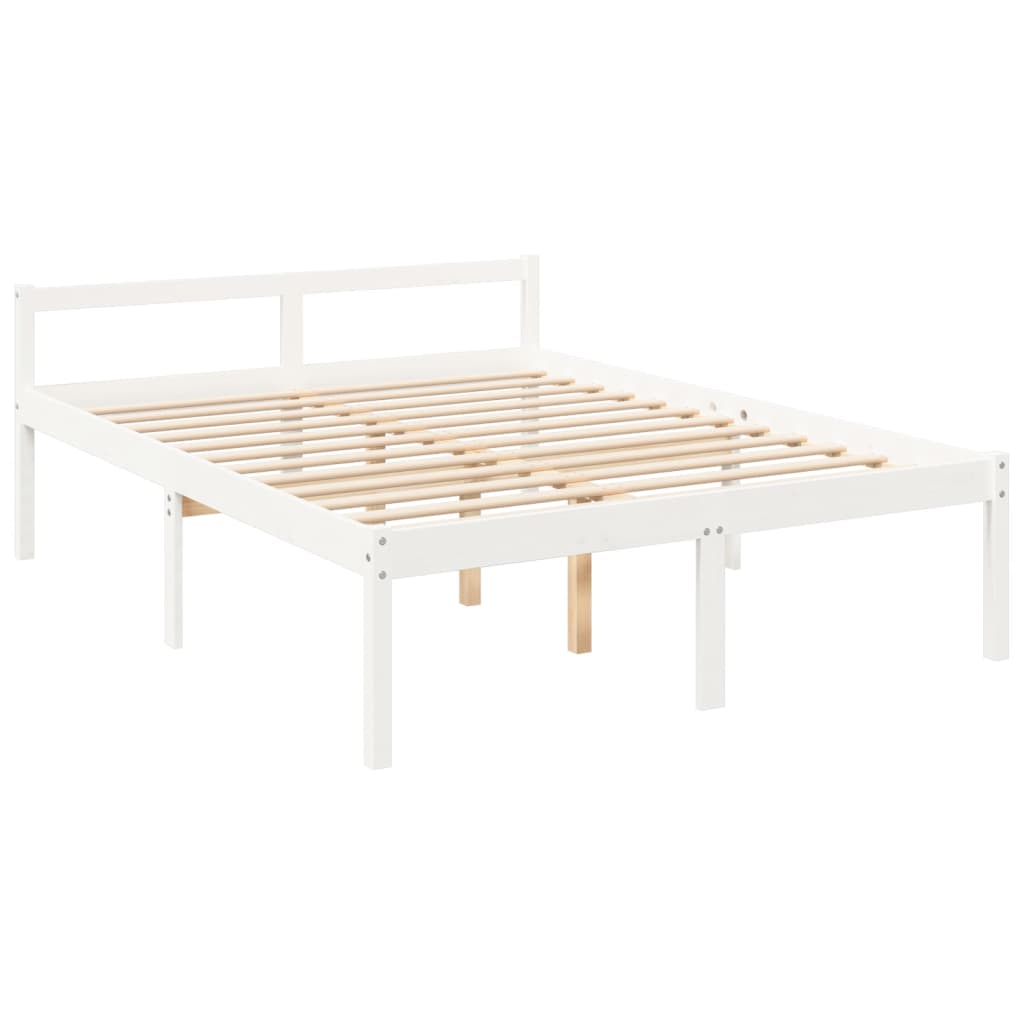 Seniorenbed met hoofdbord massief hout wit 160x200 cm is nu te koop bij PeponiXL, paradijselijk wonen!