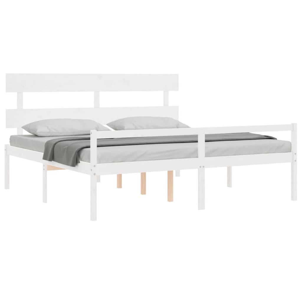 Seniorenbed met hoofdbord massief hout wit is nu te koop bij PeponiXL, paradijselijk wonen!