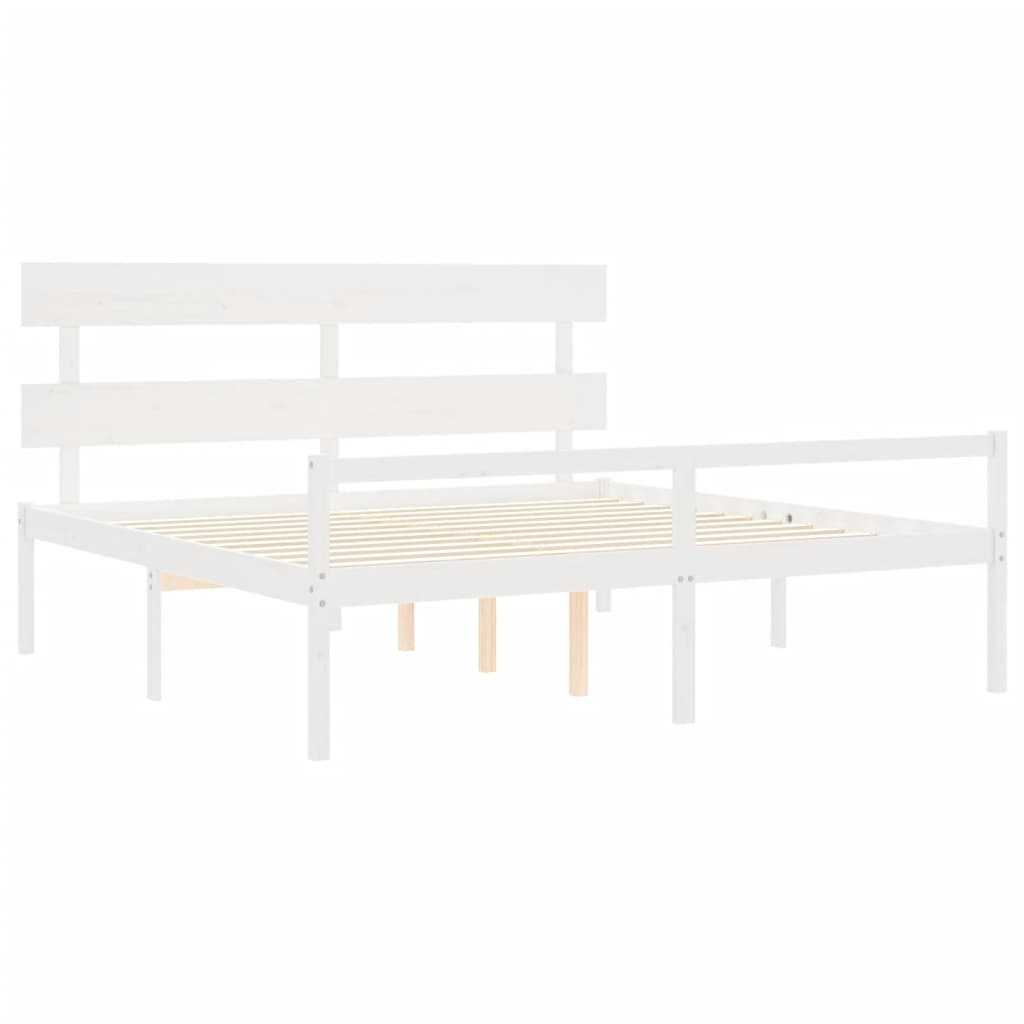 Seniorenbed met hoofdbord massief hout wit is nu te koop bij PeponiXL, paradijselijk wonen!