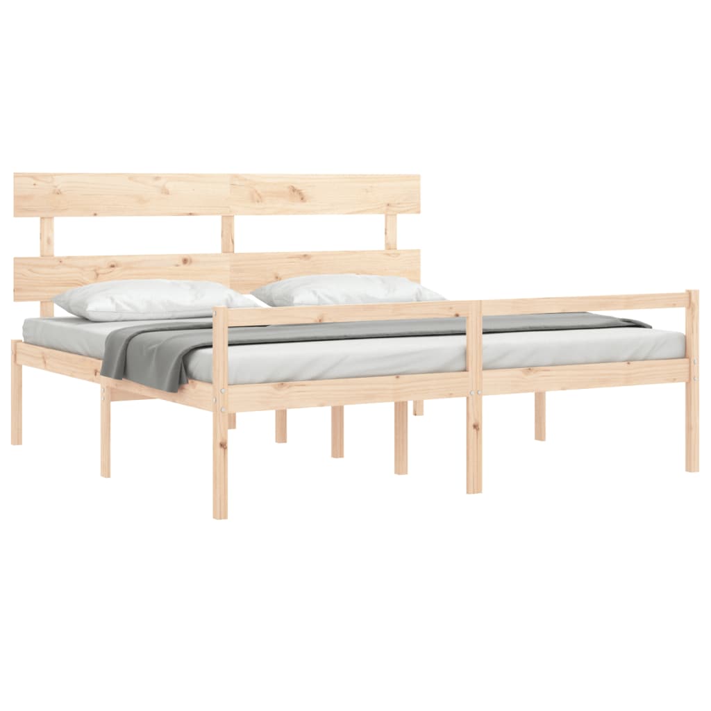 Seniorenbed met hoofdbord massief hout 200x200 cm is nu te koop bij PeponiXL, paradijselijk wonen!