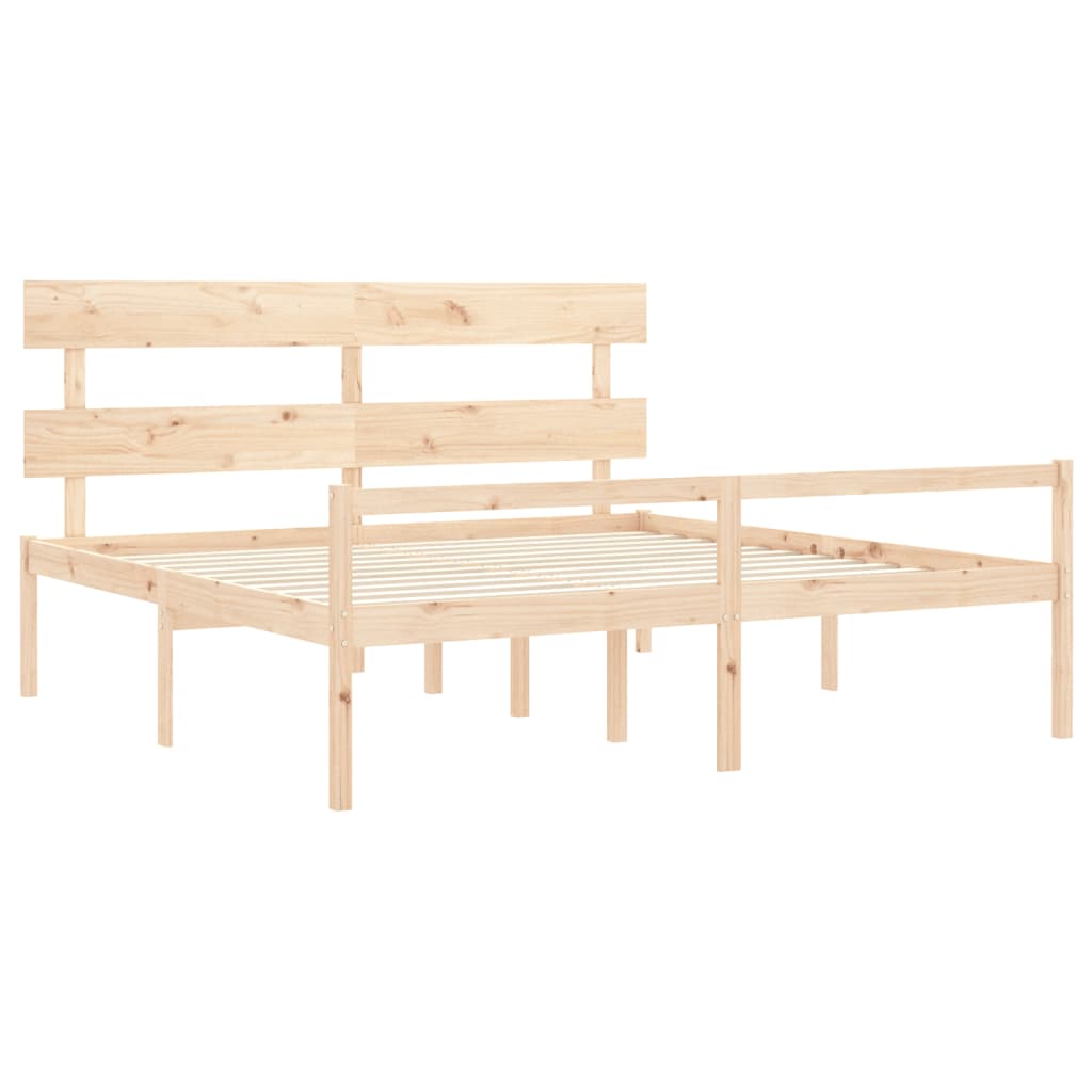 Seniorenbed met hoofdbord massief hout 200x200 cm is nu te koop bij PeponiXL, paradijselijk wonen!