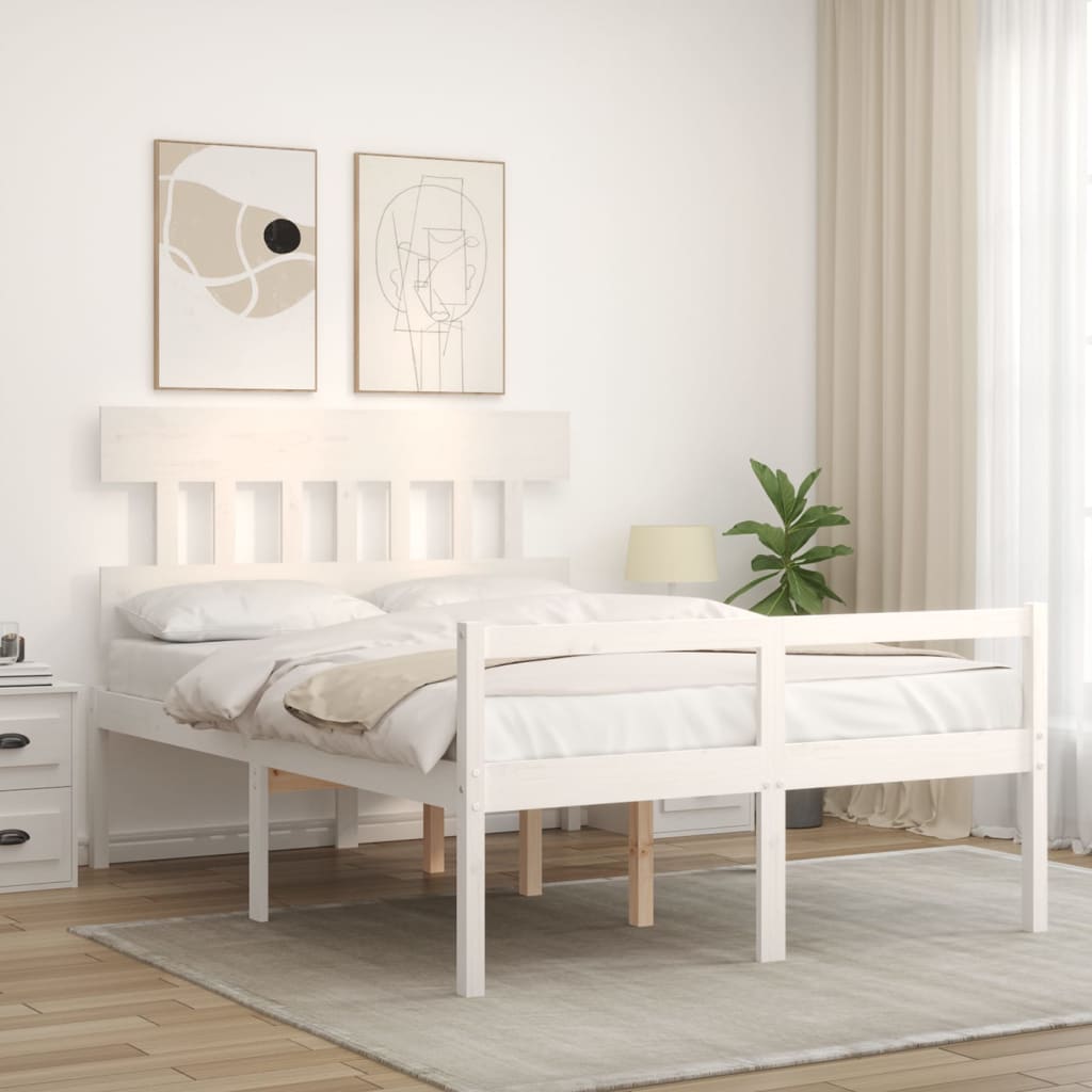 Seniorenbed met hoofdbord massief hout wit is nu te koop bij PeponiXL, paradijselijk wonen!
