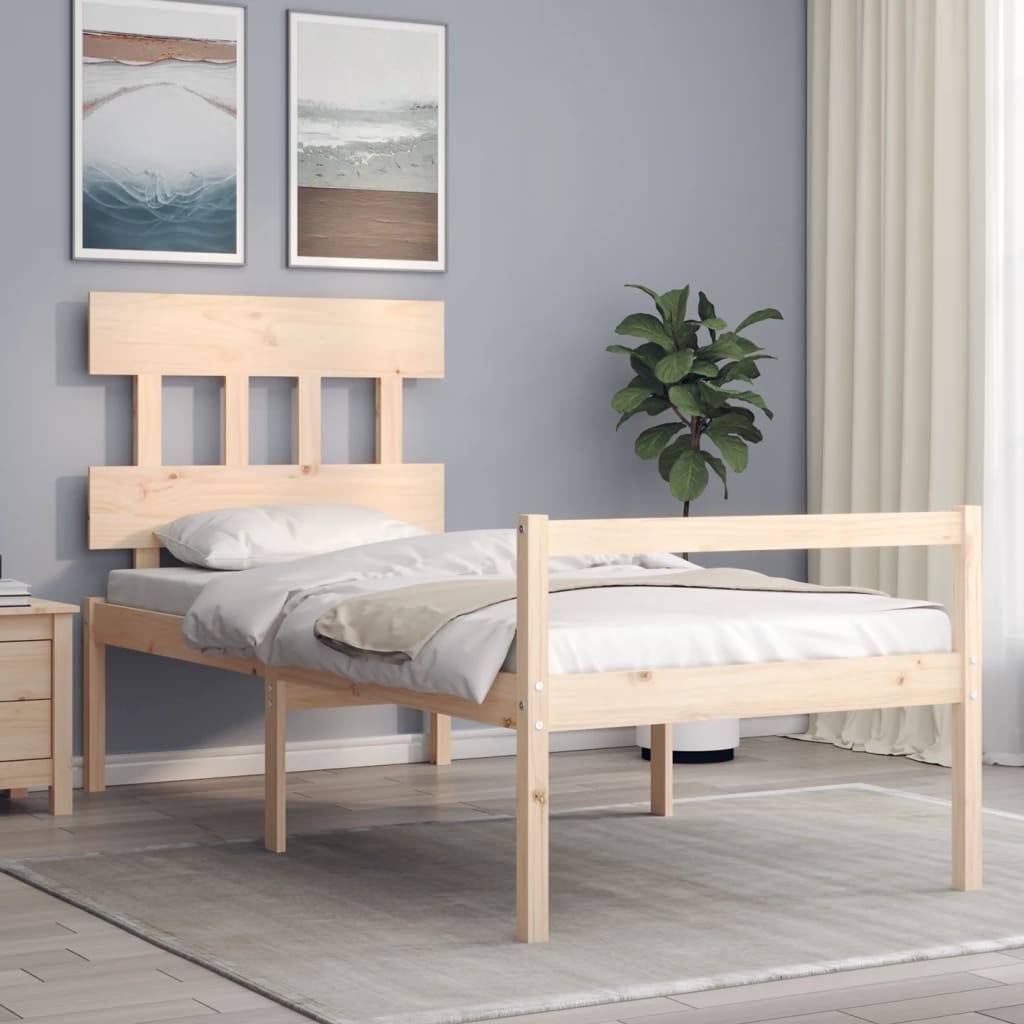Seniorenbed met hoofdbord massief hout 90x200 cm is nu te koop bij PeponiXL, paradijselijk wonen!