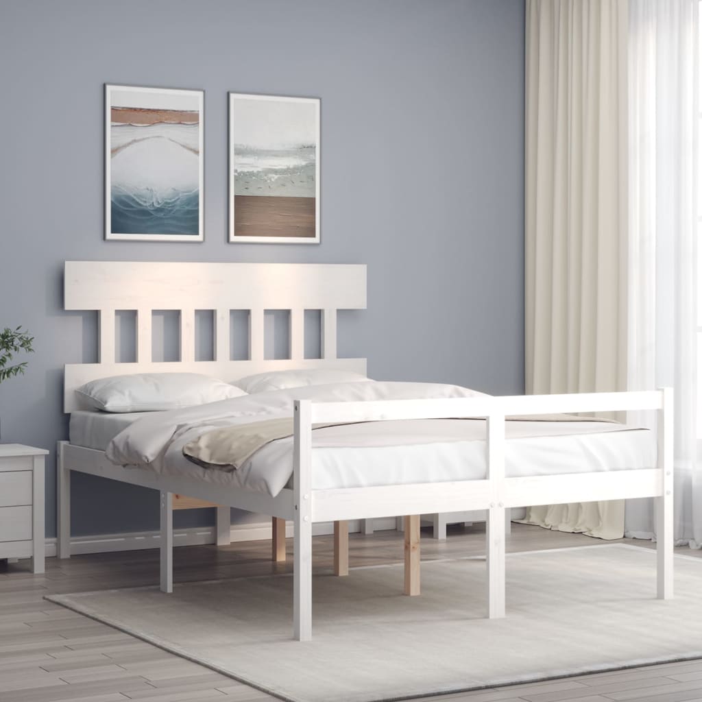 Seniorenbed met hoofdbord massief hout wit 140x200 cm is nu te koop bij PeponiXL, paradijselijk wonen!