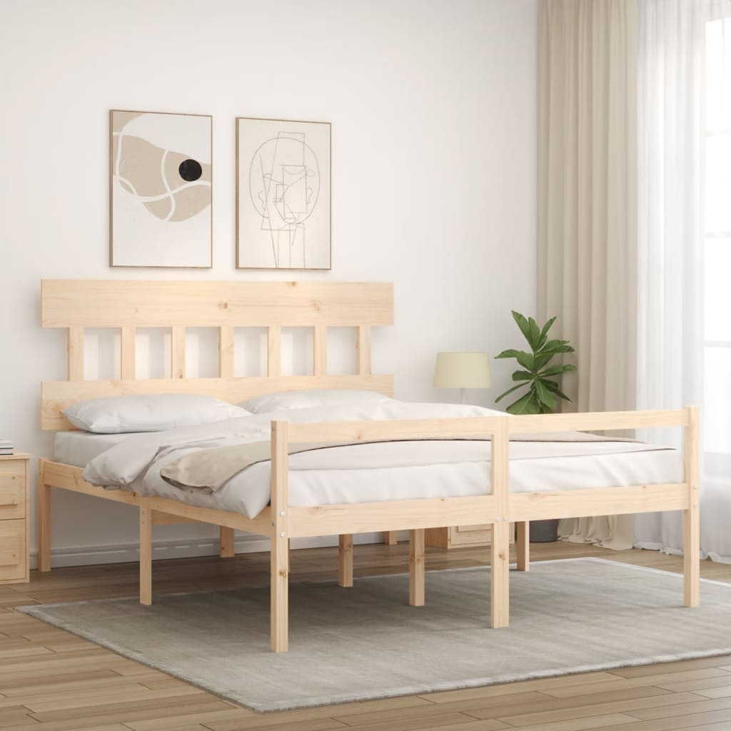 Seniorenbed met hoofdbord massief hout 160x200 cm is nu te koop bij PeponiXL, paradijselijk wonen!