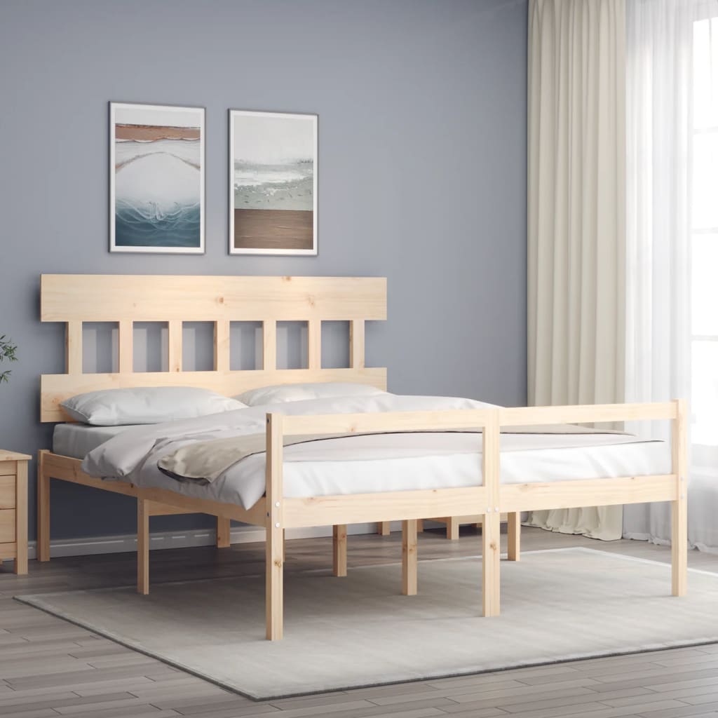Seniorenbed met hoofdbord massief hout 160x200 cm is nu te koop bij PeponiXL, paradijselijk wonen!