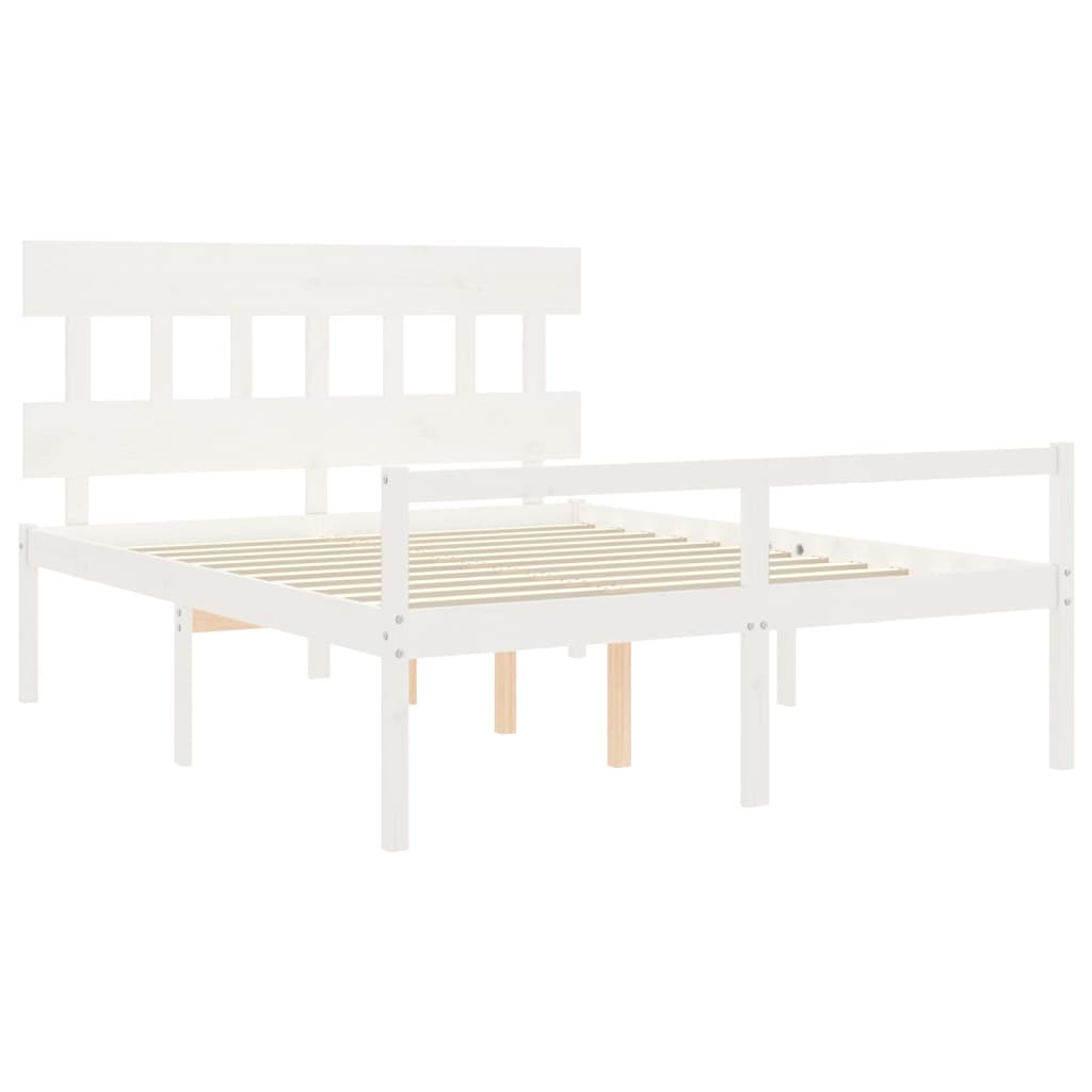 Seniorenbed met hoofdbord massief hout wit 160x200 cm is nu te koop bij PeponiXL, paradijselijk wonen!
