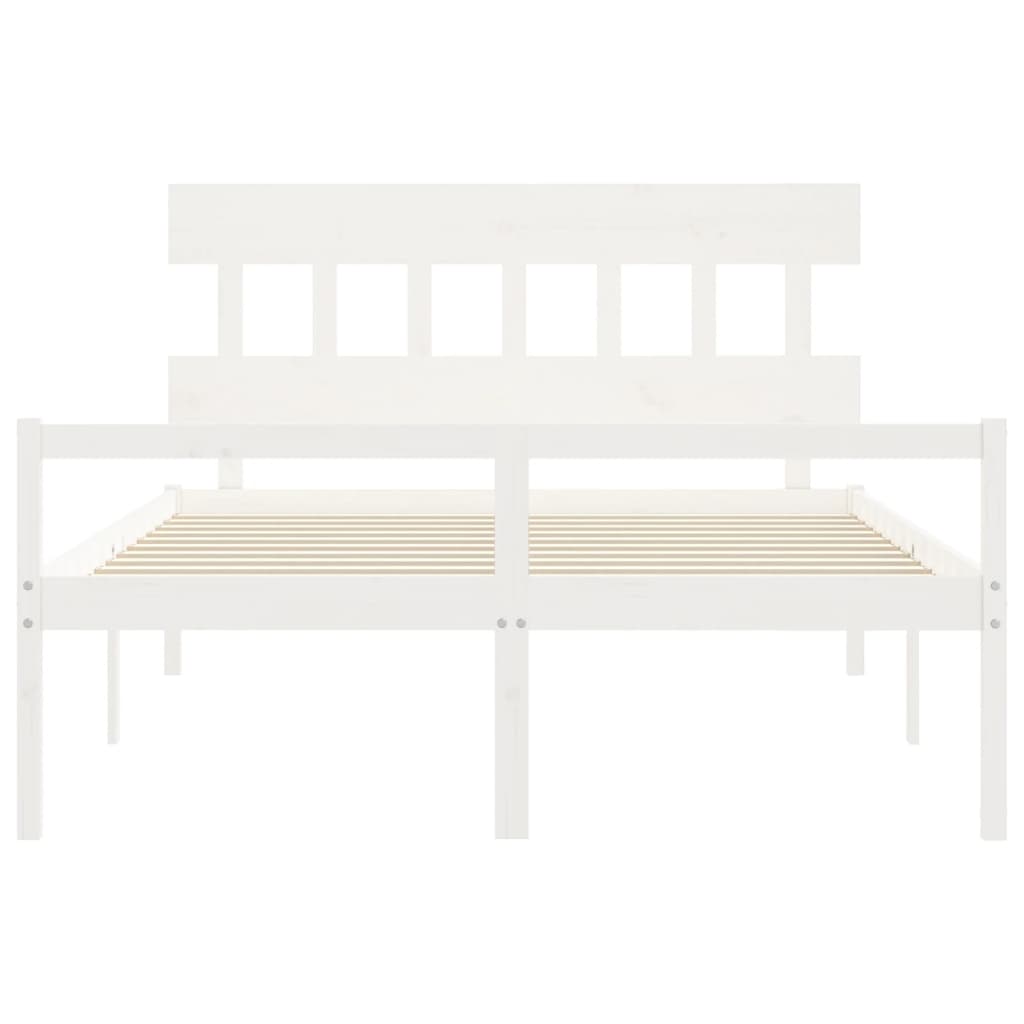 Seniorenbed met hoofdbord massief hout wit 160x200 cm is nu te koop bij PeponiXL, paradijselijk wonen!