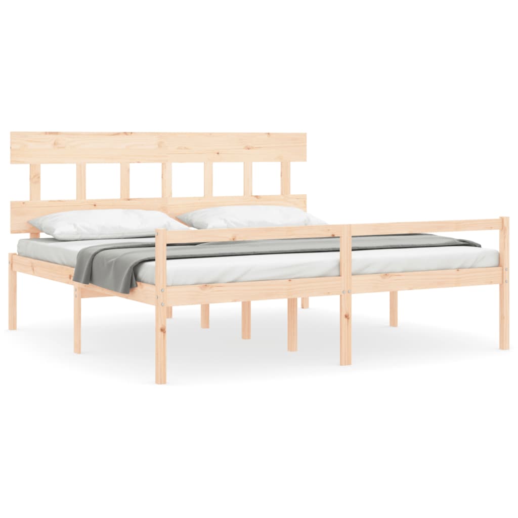 Seniorenbed met hoofdbord massief hout 200x200 cm is nu te koop bij PeponiXL, paradijselijk wonen!