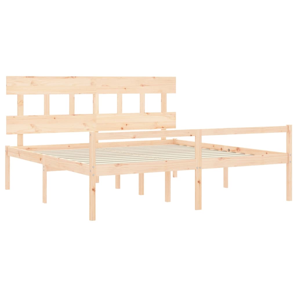 Seniorenbed met hoofdbord massief hout 200x200 cm is nu te koop bij PeponiXL, paradijselijk wonen!