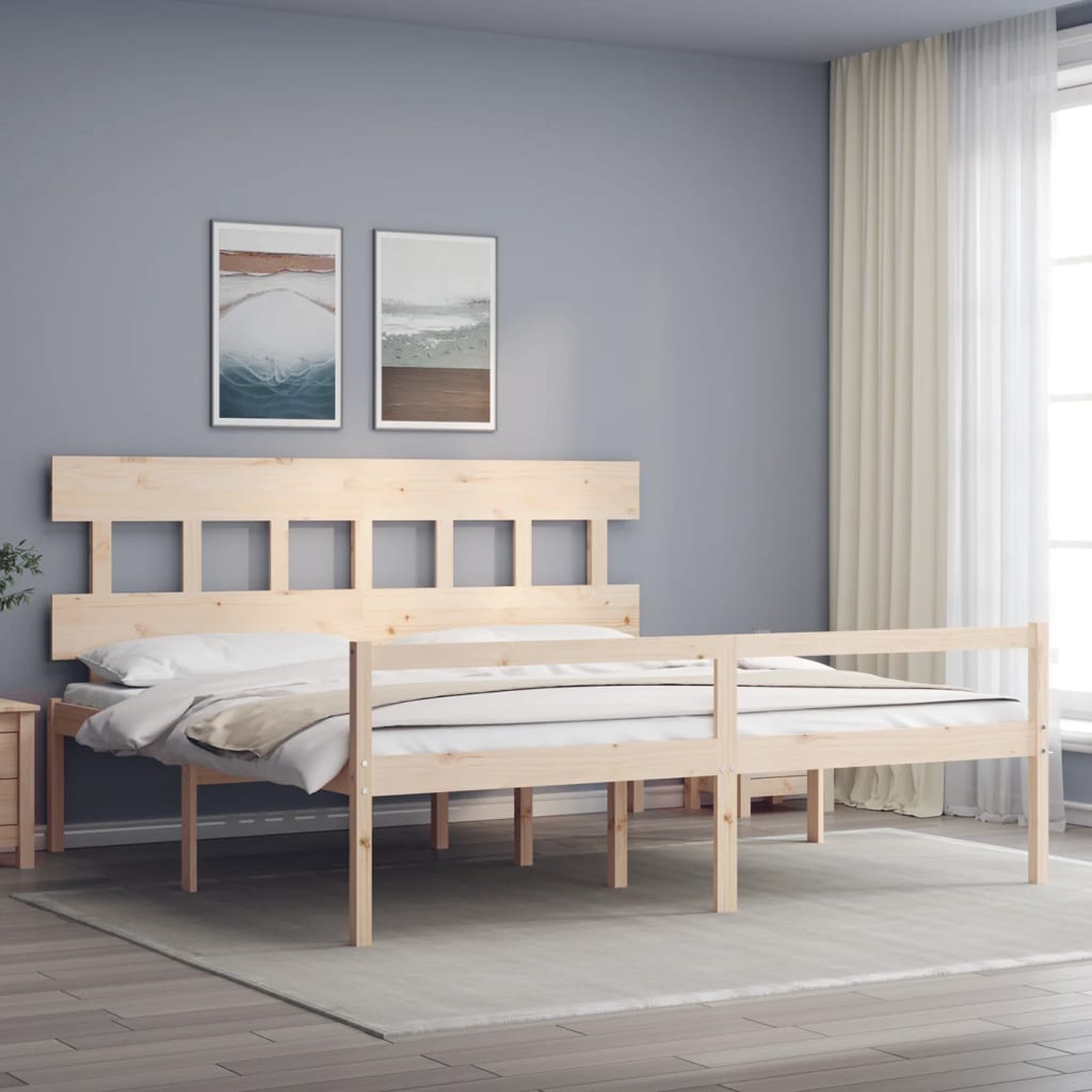 Seniorenbed met hoofdbord massief hout 200x200 cm is nu te koop bij PeponiXL, paradijselijk wonen!