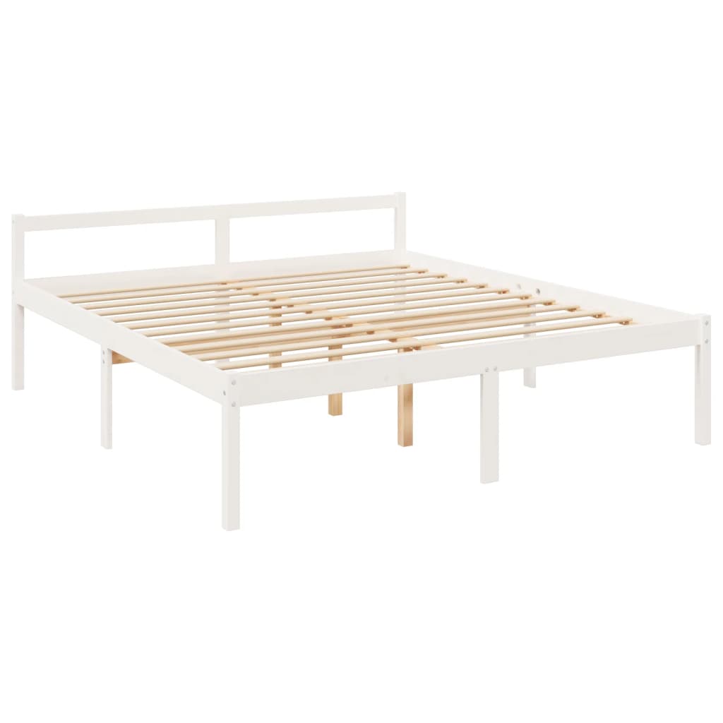 Seniorenbed met hoofdbord massief hout wit 200x200 cm is nu te koop bij PeponiXL, paradijselijk wonen!
