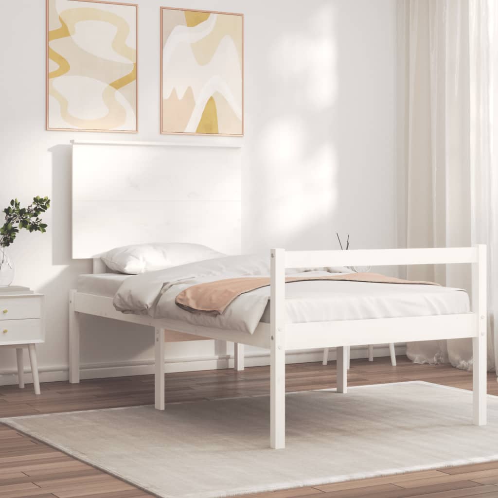 Seniorenbed met hoofdbord massief hout wit is nu te koop bij PeponiXL, paradijselijk wonen!