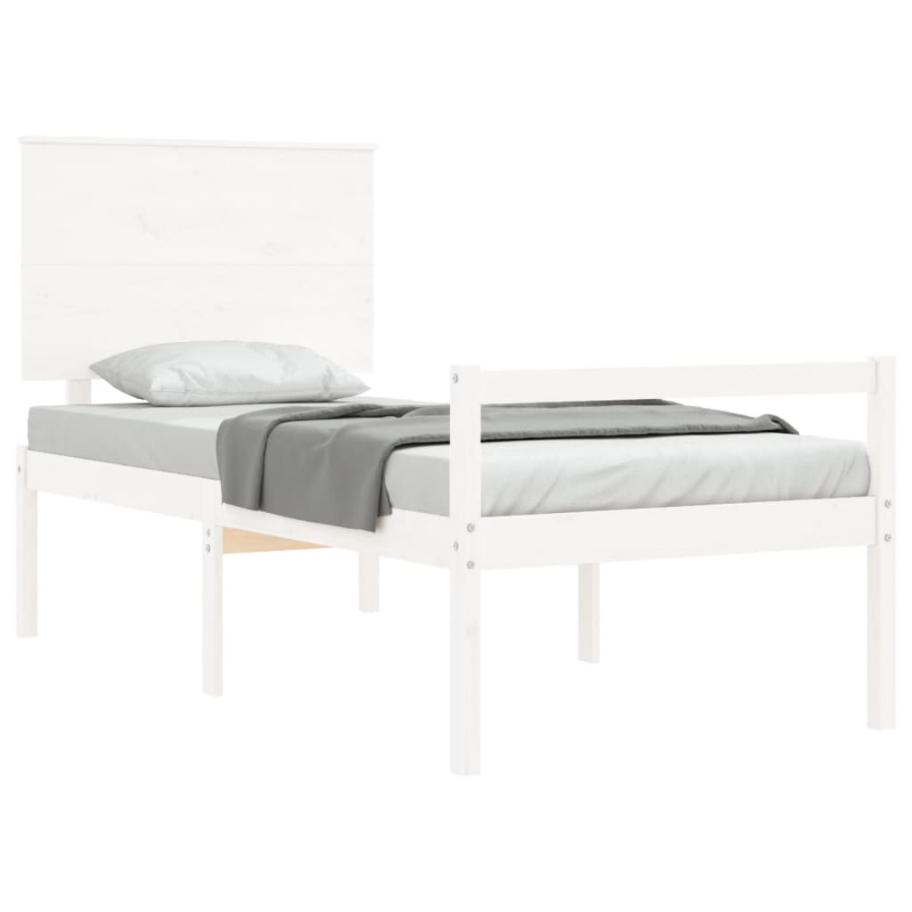 Seniorenbed met hoofdbord massief hout wit is nu te koop bij PeponiXL, paradijselijk wonen!