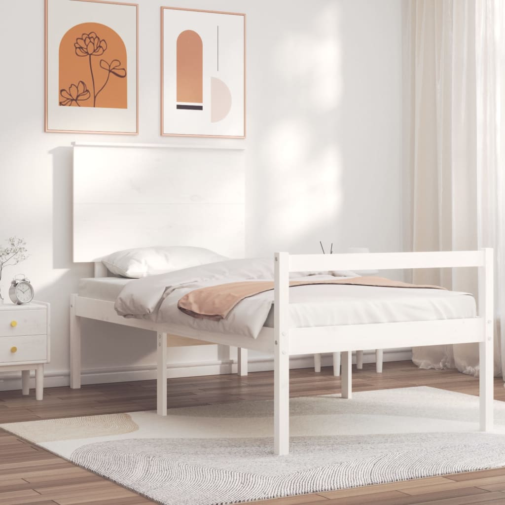 Seniorenbed met hoofdbord massief hout wit is nu te koop bij PeponiXL, paradijselijk wonen!