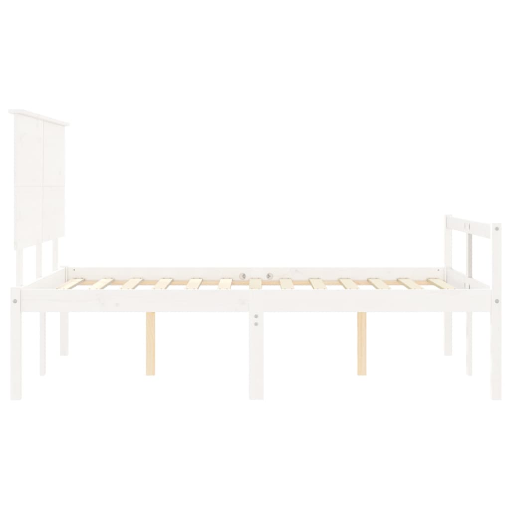 Seniorenbed met hoofdbord massief hout wit 140x190 cm is nu te koop bij PeponiXL, paradijselijk wonen!