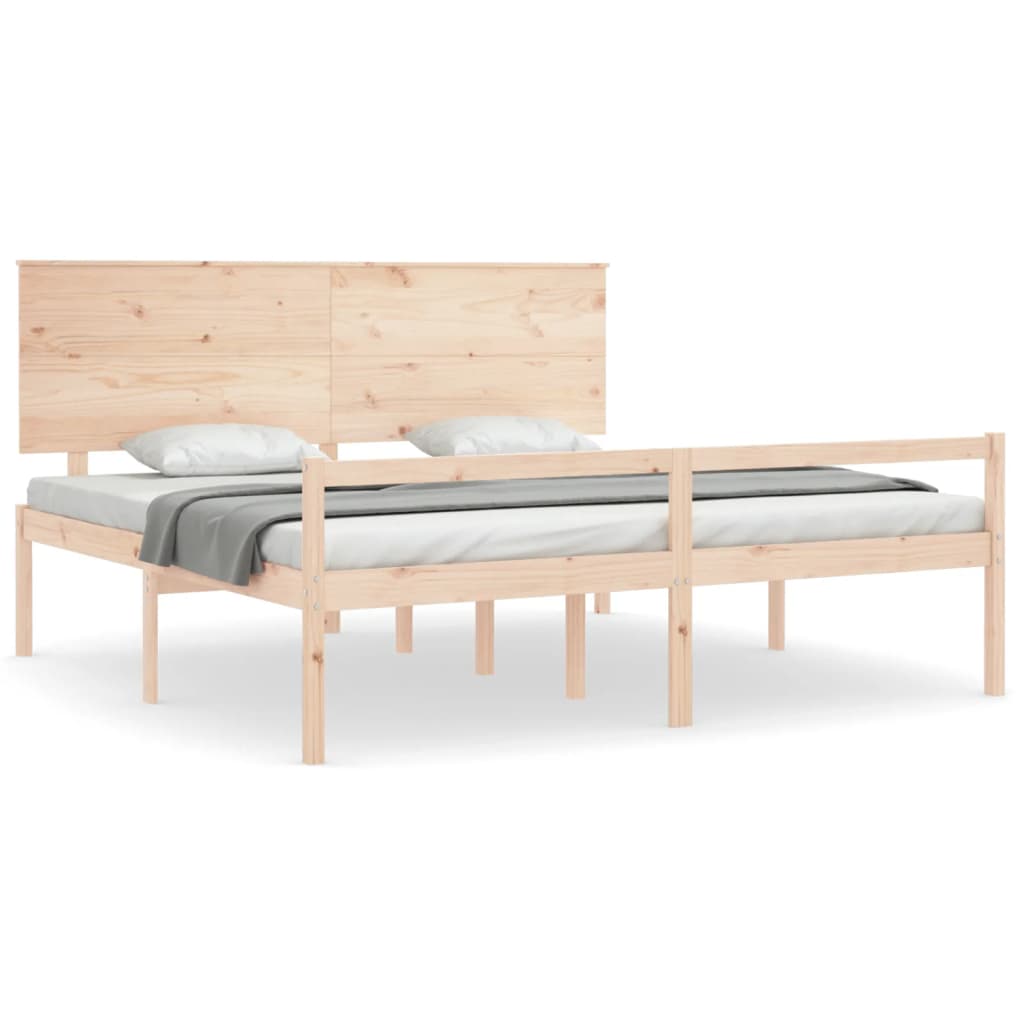 Seniorenbed met hoofdbord massief hout 200x200 cm is nu te koop bij PeponiXL, paradijselijk wonen!