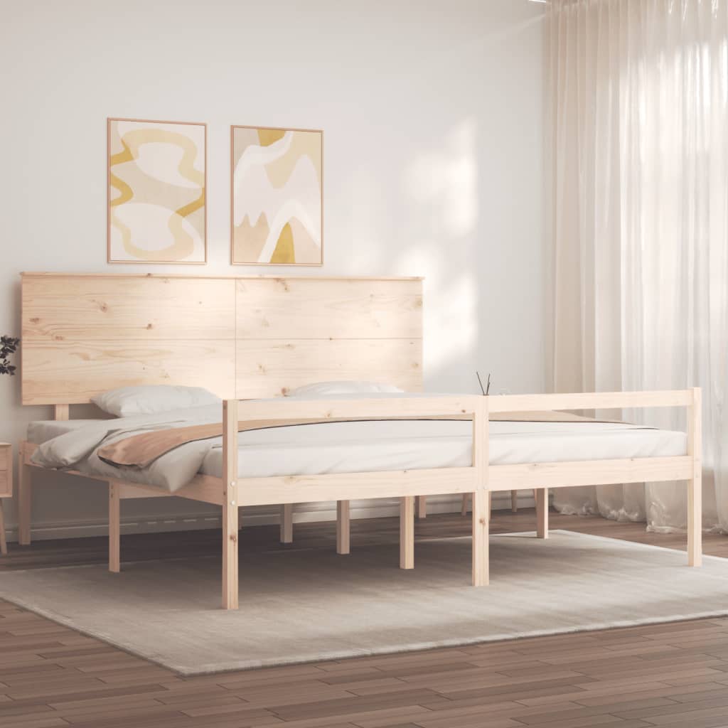 Seniorenbed met hoofdbord massief hout 200x200 cm is nu te koop bij PeponiXL, paradijselijk wonen!