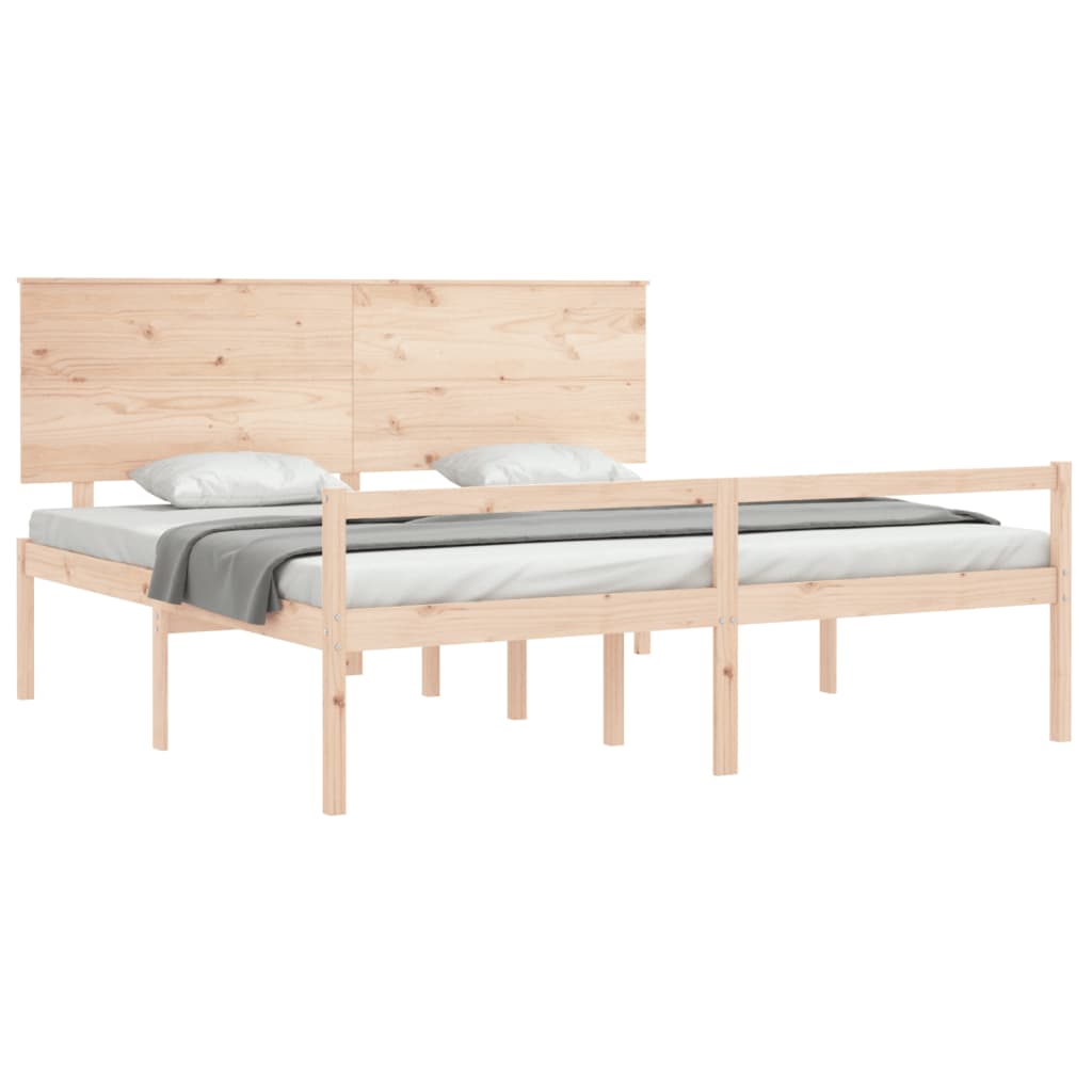 Seniorenbed met hoofdbord massief hout 200x200 cm is nu te koop bij PeponiXL, paradijselijk wonen!