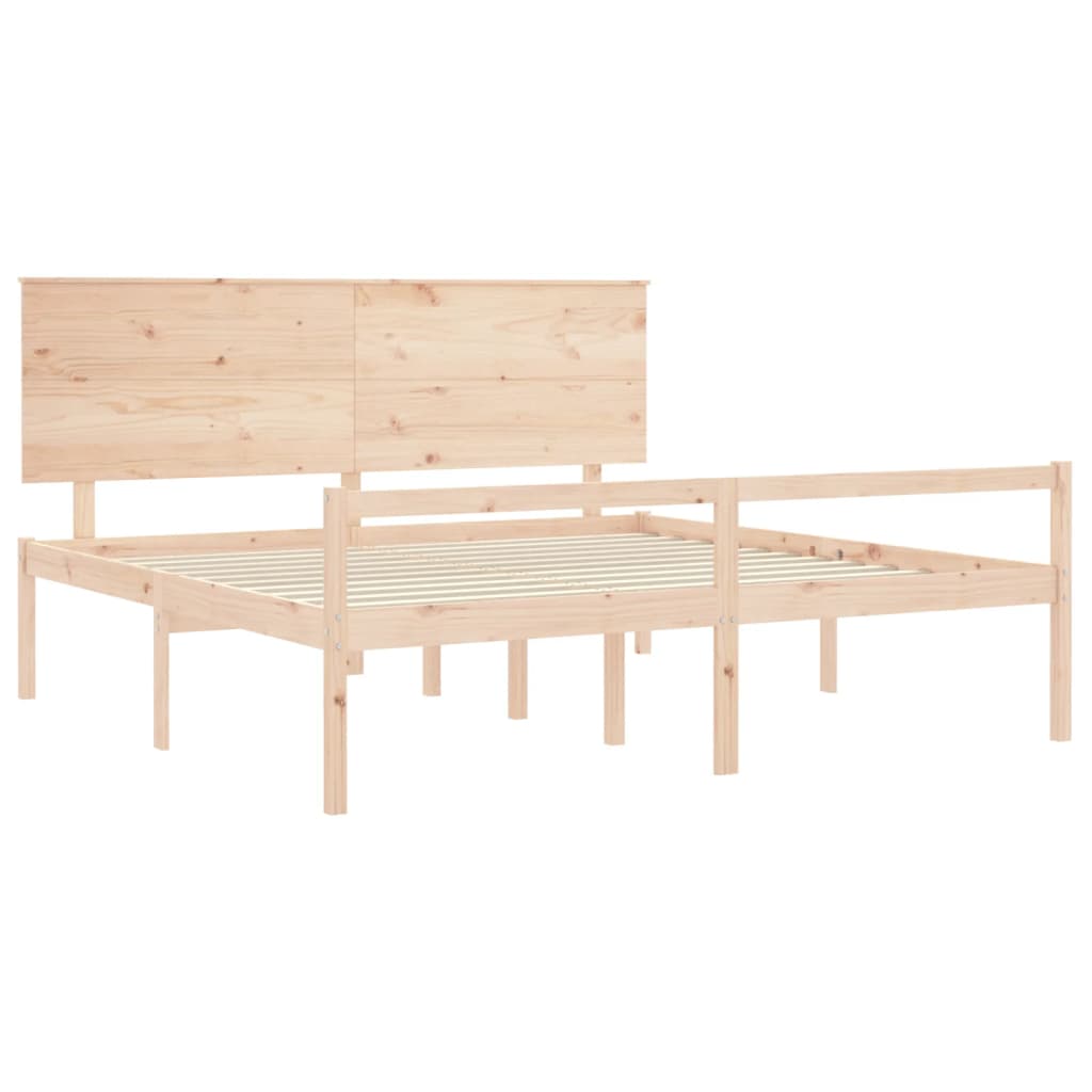 Seniorenbed met hoofdbord massief hout 200x200 cm is nu te koop bij PeponiXL, paradijselijk wonen!