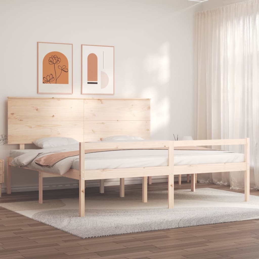 Seniorenbed met hoofdbord massief hout 200x200 cm is nu te koop bij PeponiXL, paradijselijk wonen!