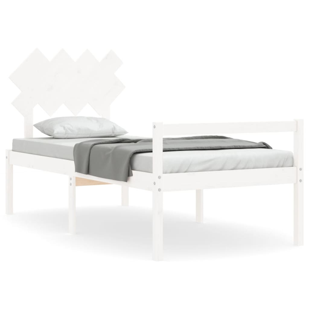 Seniorenbed met hoofdbord massief hout wit is nu te koop bij PeponiXL, paradijselijk wonen!