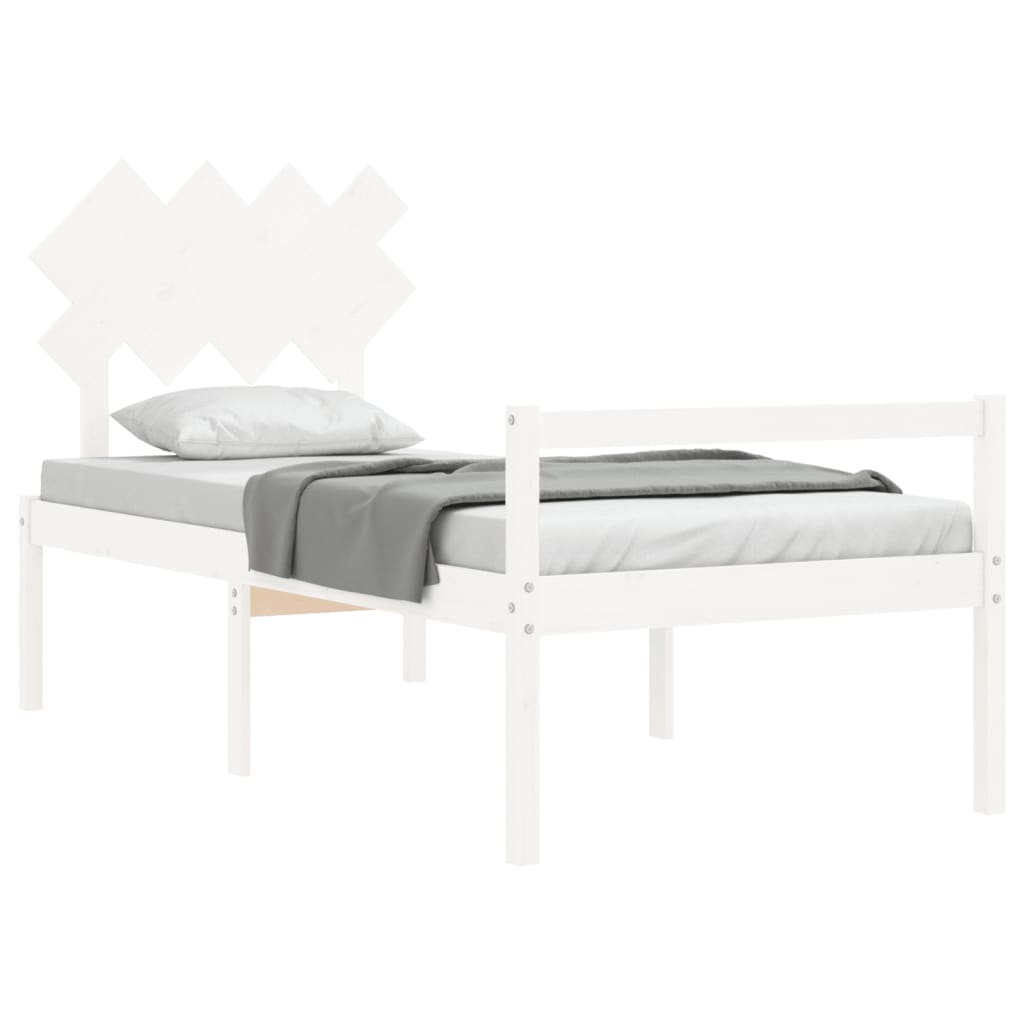 Seniorenbed met hoofdbord massief hout wit is nu te koop bij PeponiXL, paradijselijk wonen!
