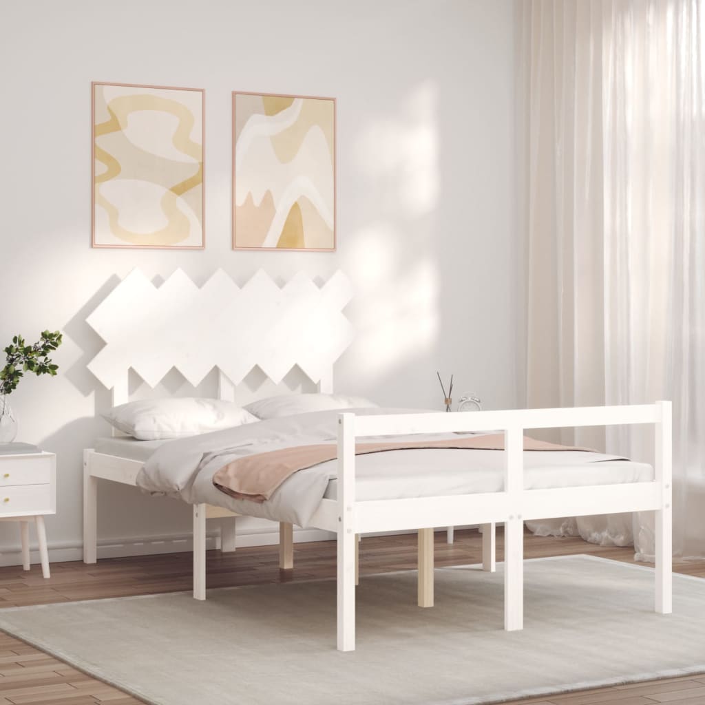 Seniorenbed met hoofdbord massief hout wit is nu te koop bij PeponiXL, paradijselijk wonen!