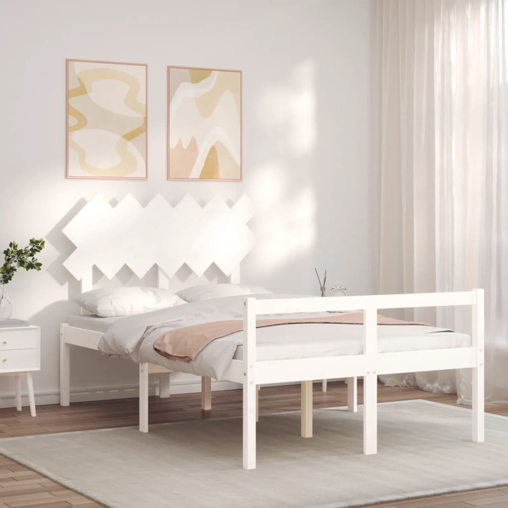 Seniorenbed met hoofdbord massief hout wit is nu te koop bij PeponiXL, paradijselijk wonen!