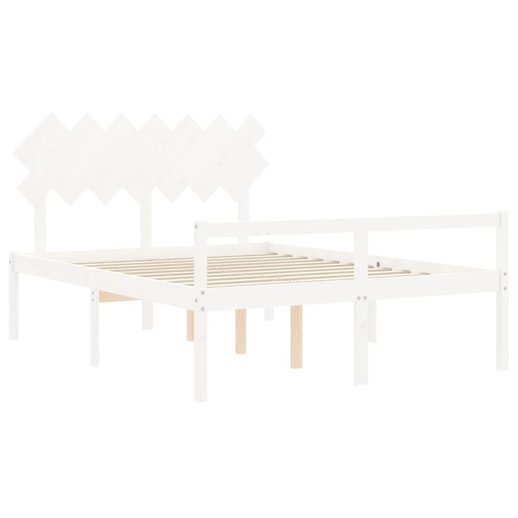 Seniorenbed met hoofdbord massief hout wit 140x190 cm is nu te koop bij PeponiXL, paradijselijk wonen!