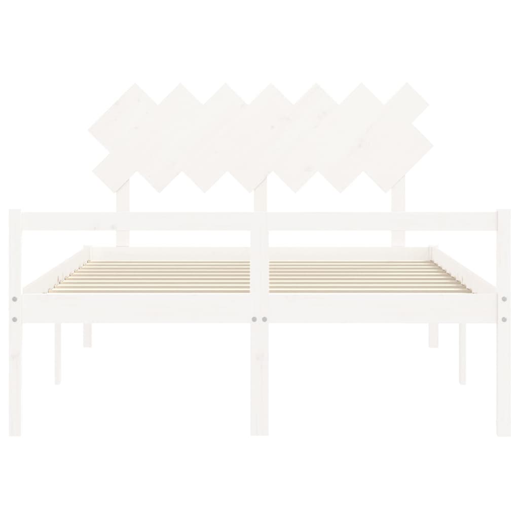 Seniorenbed met hoofdbord massief hout wit 140x190 cm is nu te koop bij PeponiXL, paradijselijk wonen!
