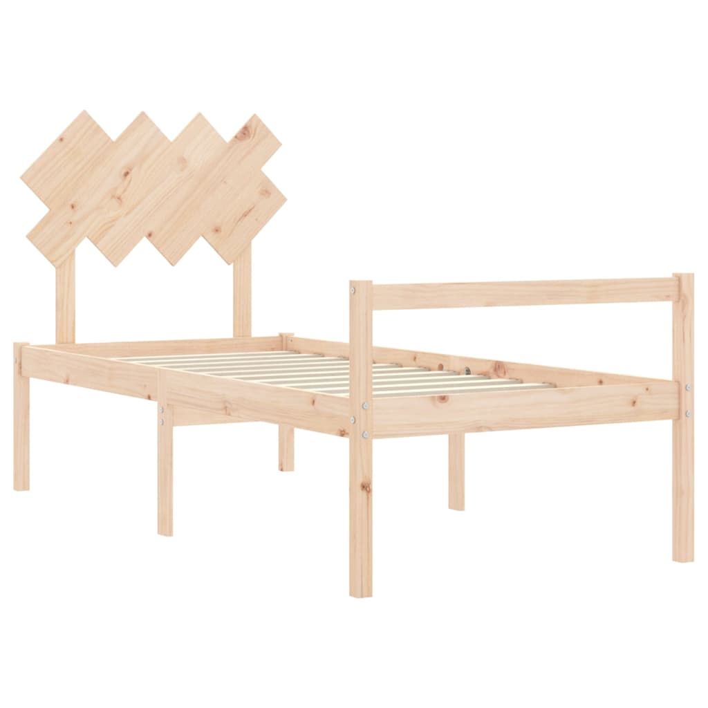 Seniorenbed met hoofdbord massief hout 90x200 cm is nu te koop bij PeponiXL, paradijselijk wonen!