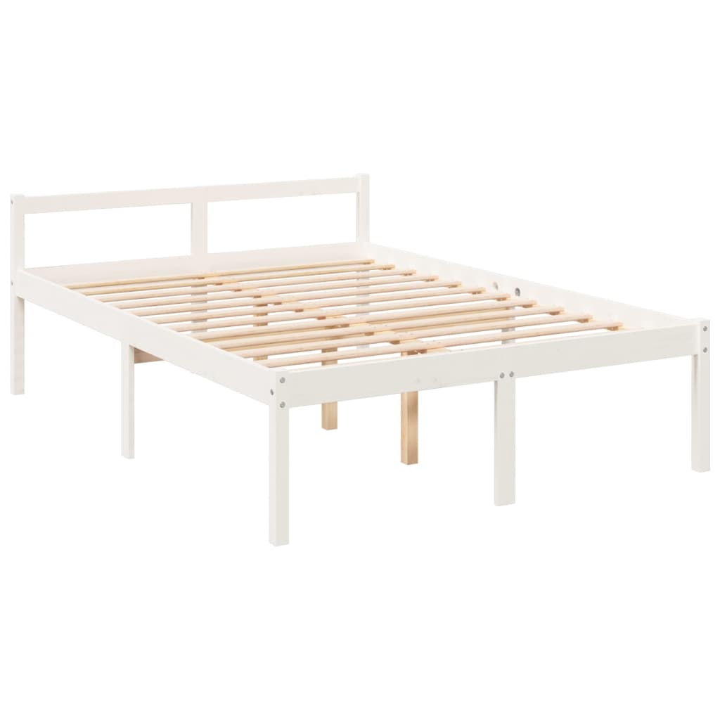 Seniorenbed met hoofdbord massief hout wit 140x200 cm is nu te koop bij PeponiXL, paradijselijk wonen!
