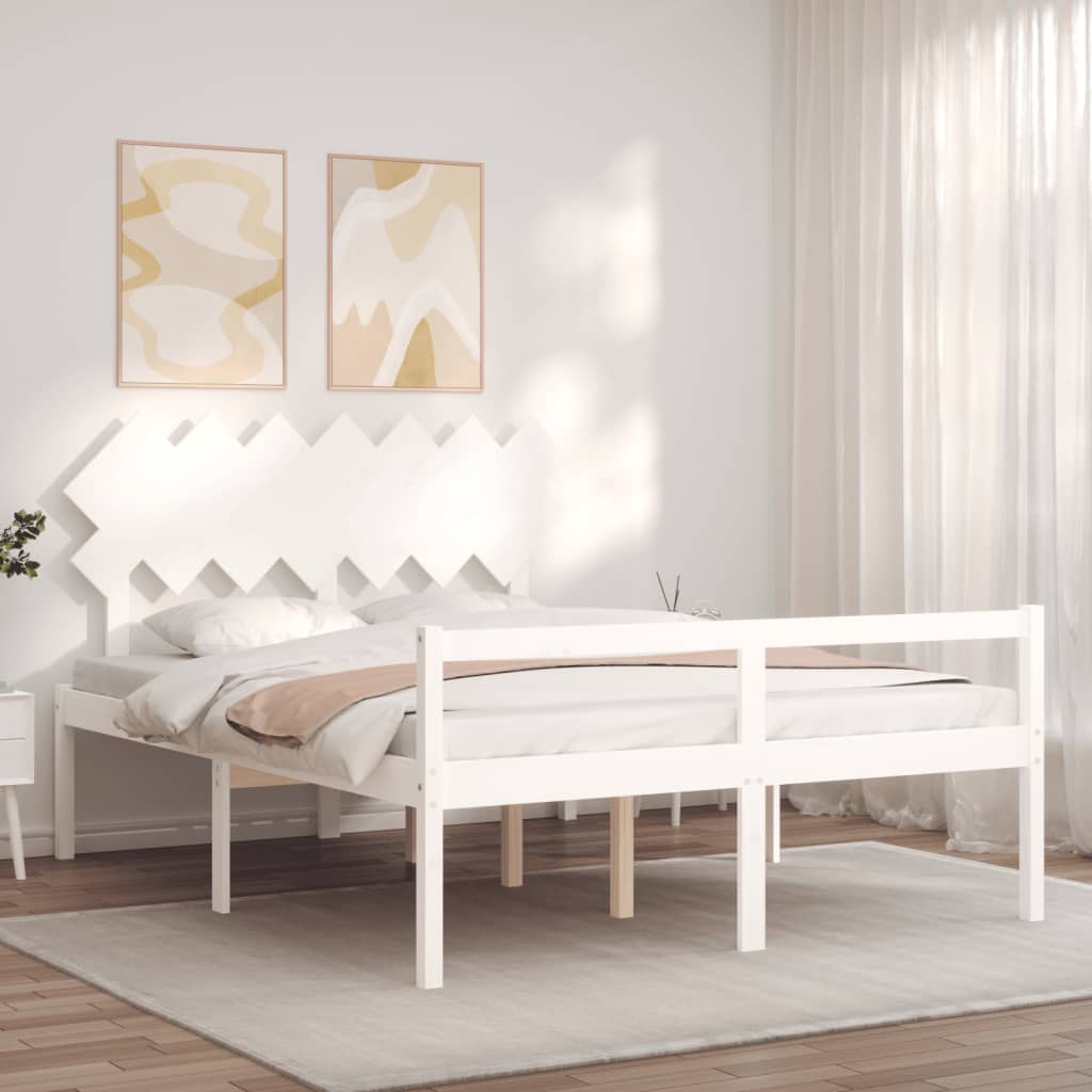 Seniorenbed met hoofdbord massief hout wit is nu te koop bij PeponiXL, paradijselijk wonen!