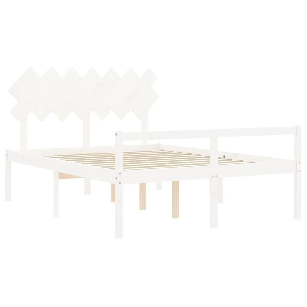 Seniorenbed met hoofdbord massief hout wit is nu te koop bij PeponiXL, paradijselijk wonen!