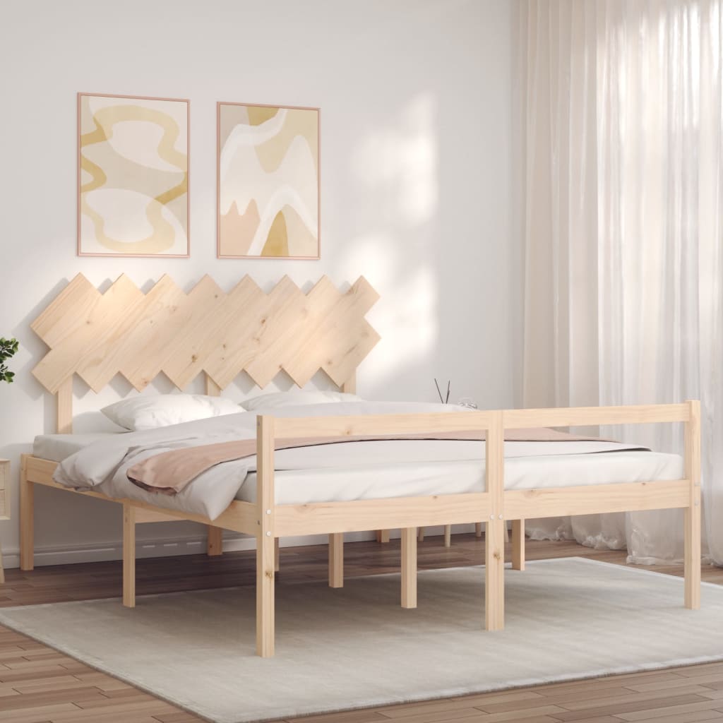 Seniorenbed met hoofdbord massief hout 160x200 cm is nu te koop bij PeponiXL, paradijselijk wonen!