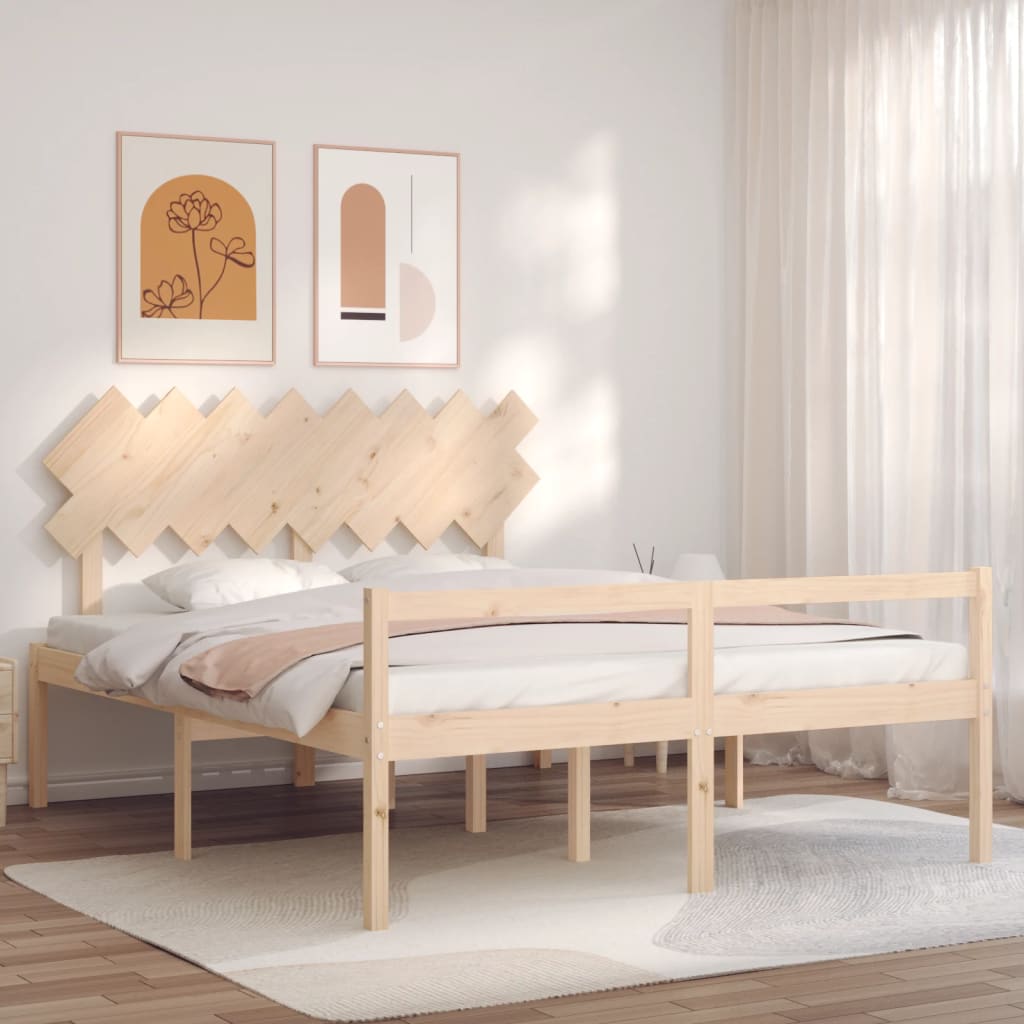 Seniorenbed met hoofdbord massief hout 160x200 cm is nu te koop bij PeponiXL, paradijselijk wonen!
