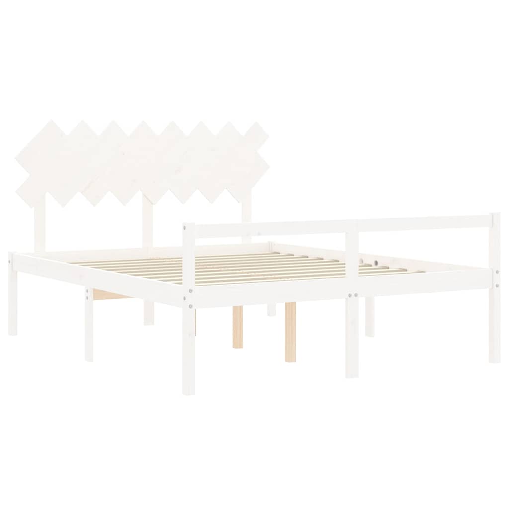 Seniorenbed met hoofdbord massief hout wit 160x200 cm is nu te koop bij PeponiXL, paradijselijk wonen!