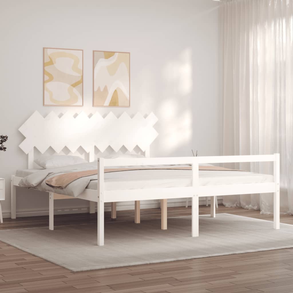 Seniorenbed met hoofdbord massief hout wit is nu te koop bij PeponiXL, paradijselijk wonen!