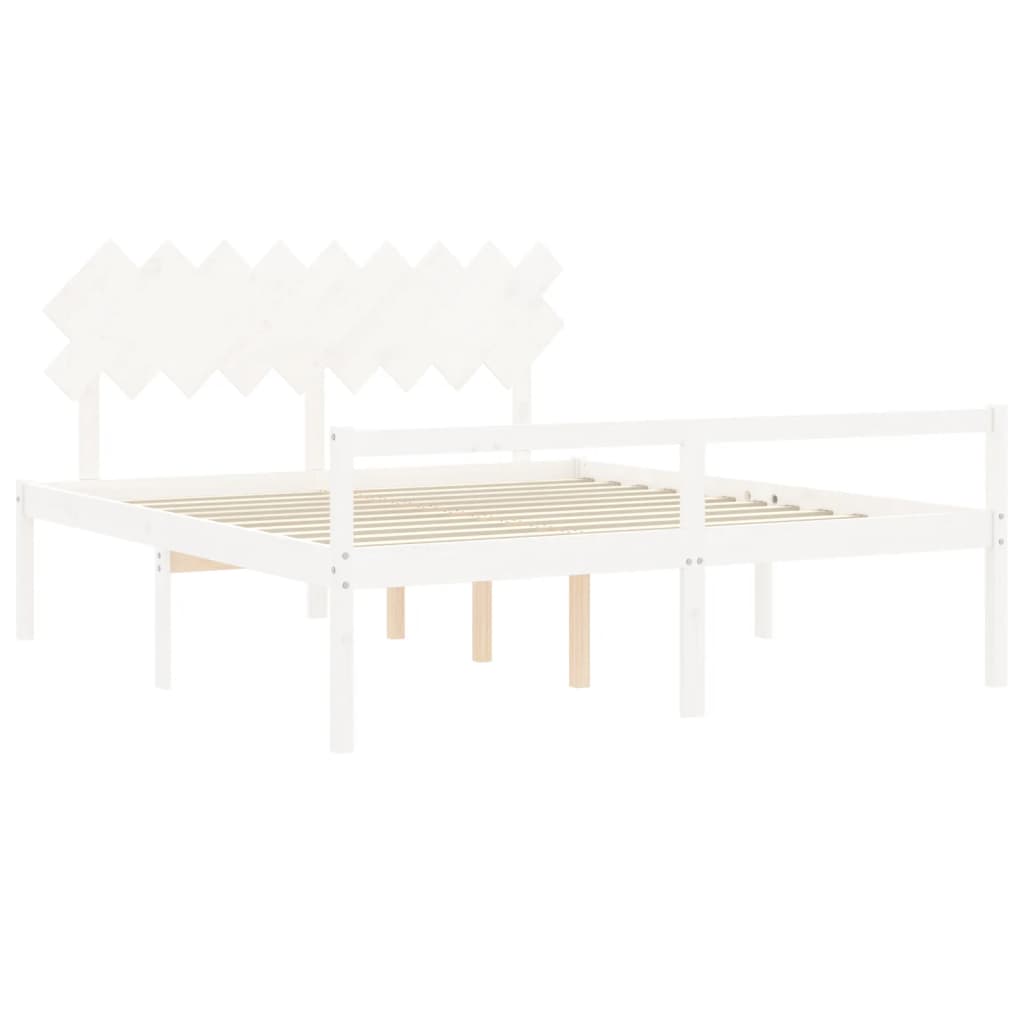 Seniorenbed met hoofdbord massief hout wit is nu te koop bij PeponiXL, paradijselijk wonen!