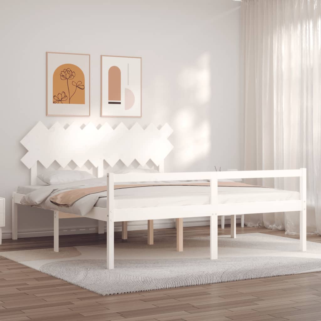 Seniorenbed met hoofdbord massief hout wit is nu te koop bij PeponiXL, paradijselijk wonen!