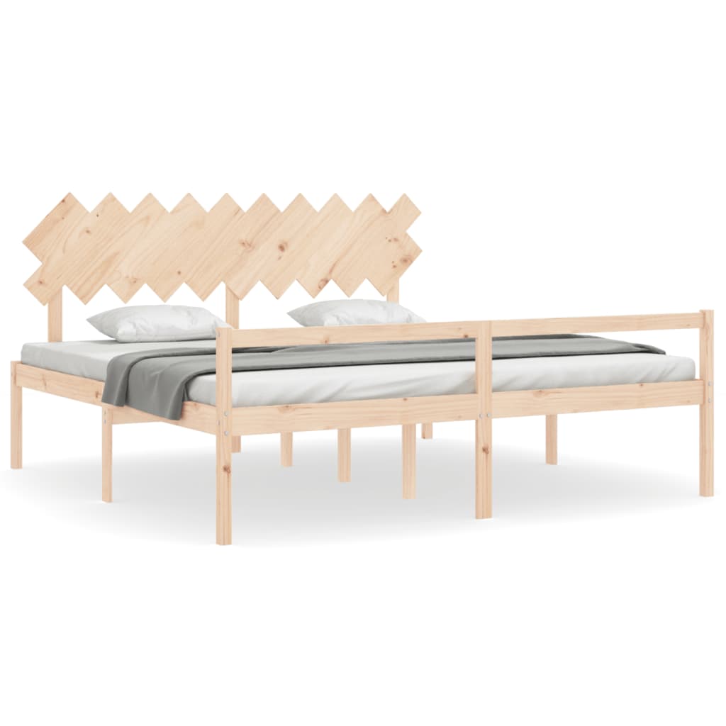 Seniorenbed met hoofdbord massief hout 200x200 cm is nu te koop bij PeponiXL, paradijselijk wonen!