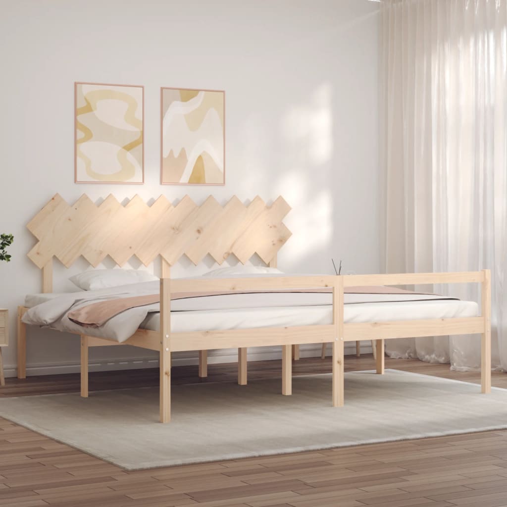 Seniorenbed met hoofdbord massief hout 200x200 cm is nu te koop bij PeponiXL, paradijselijk wonen!