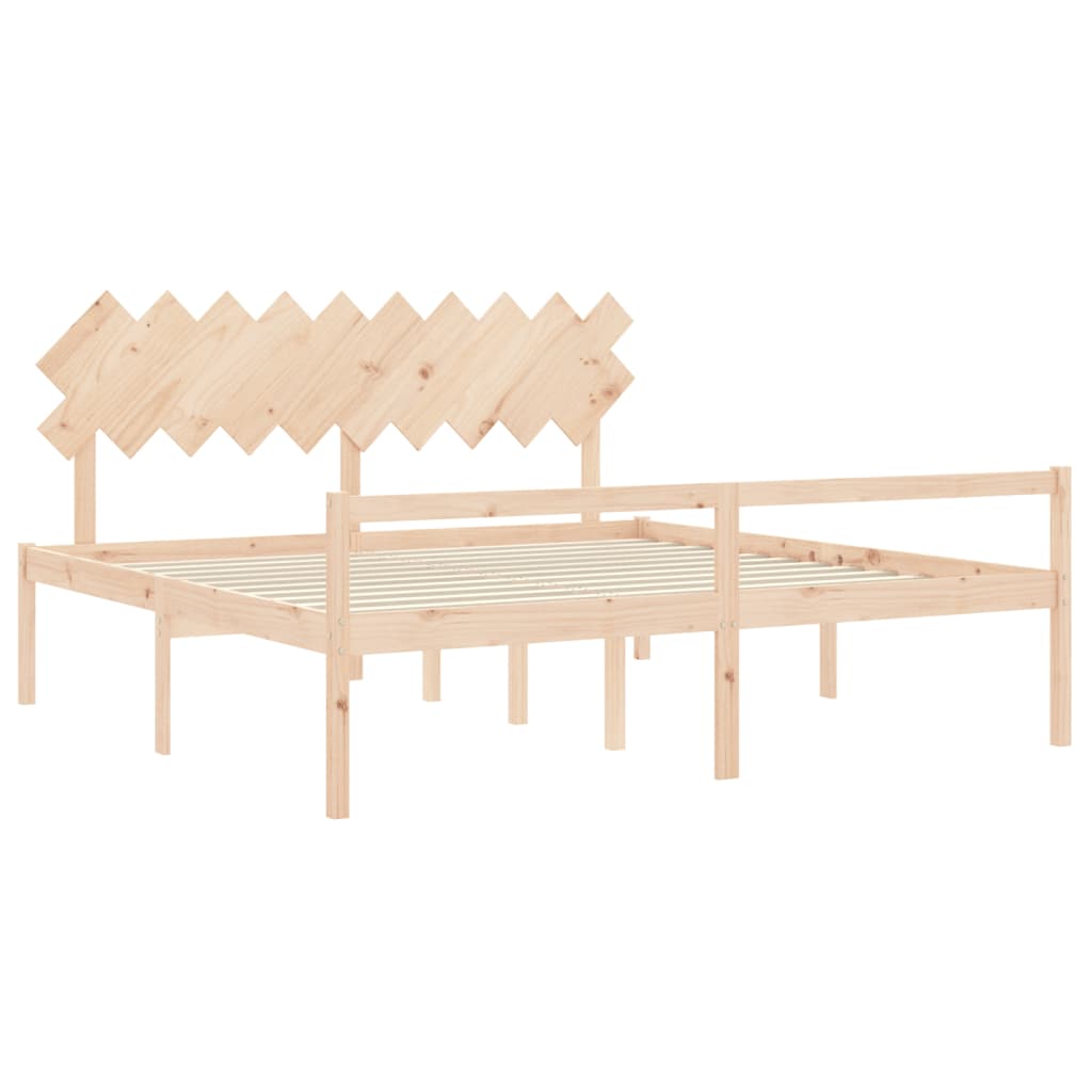 Seniorenbed met hoofdbord massief hout 200x200 cm is nu te koop bij PeponiXL, paradijselijk wonen!