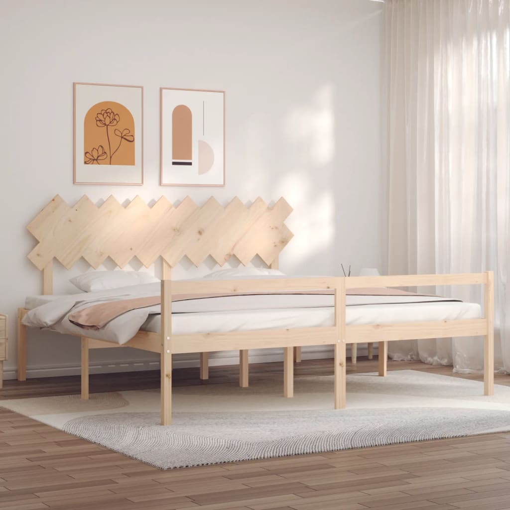 Seniorenbed met hoofdbord massief hout 200x200 cm is nu te koop bij PeponiXL, paradijselijk wonen!