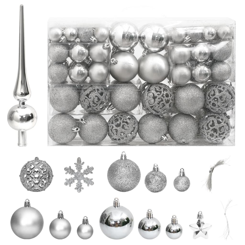 111-delige Kerstballenset polystyreen zilverkleurig is nu te koop bij PeponiXL, paradijselijk wonen!