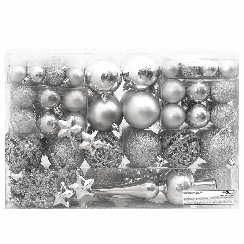 111-delige Kerstballenset polystyreen zilverkleurig is nu te koop bij PeponiXL, paradijselijk wonen!